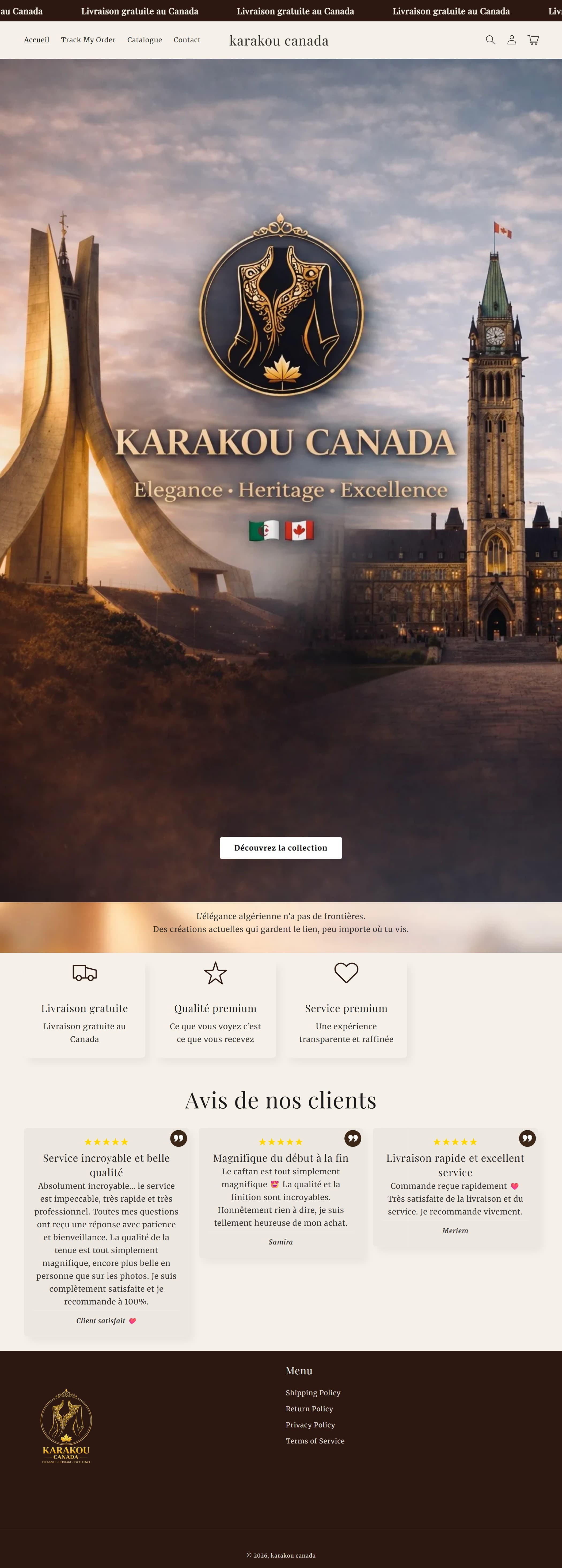 Karakou Canada — page complète