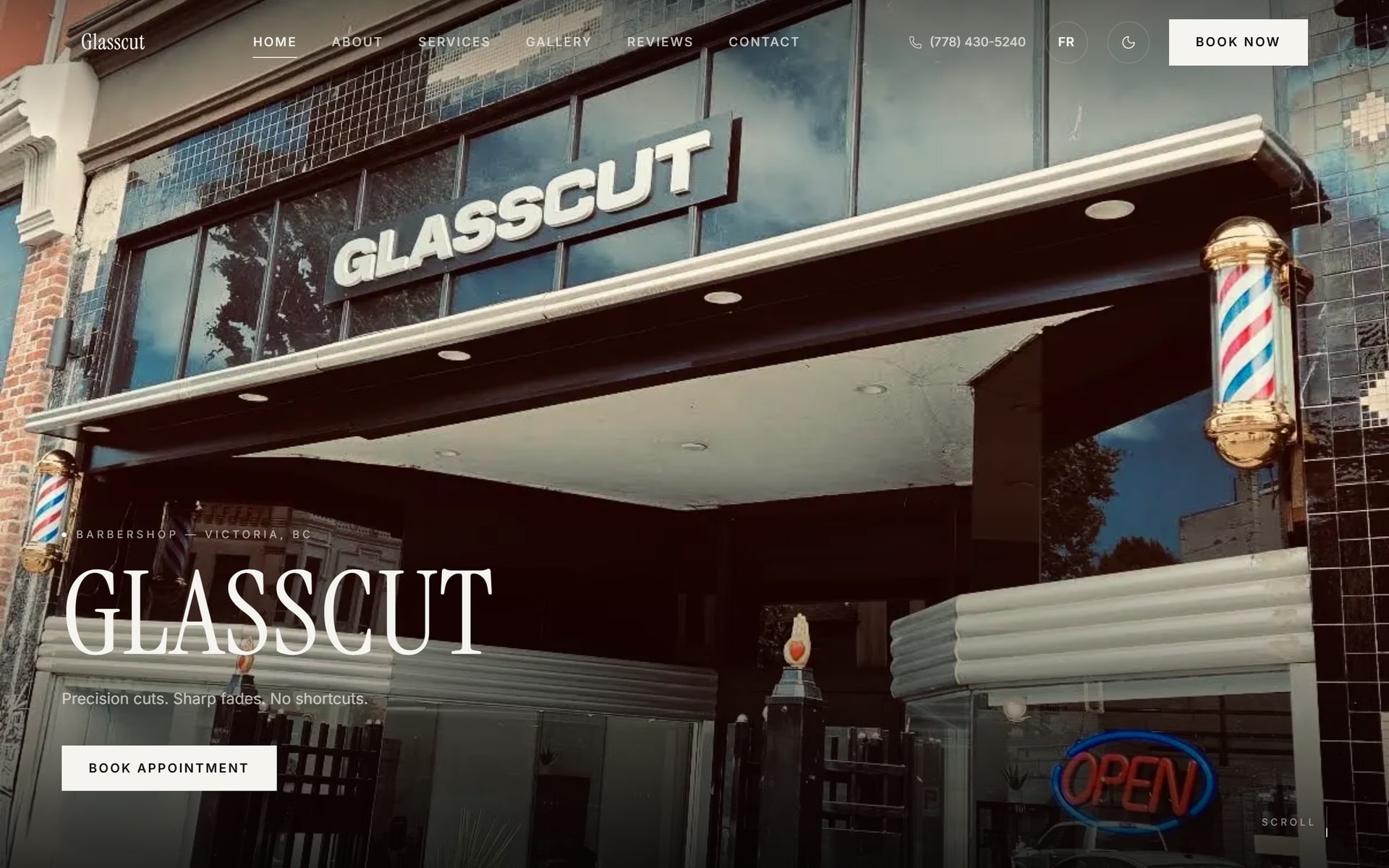 Glasscut Barbershop — Site vitrine